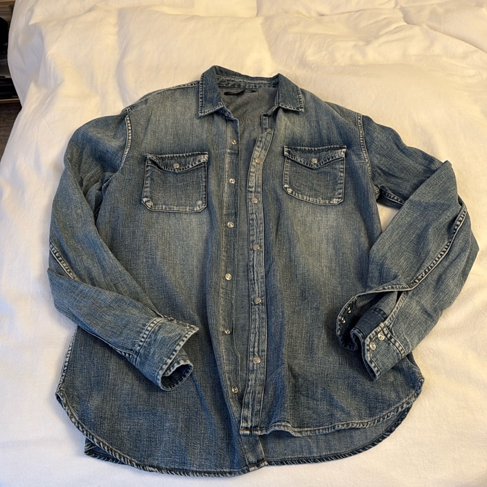 John Varvatos light denim washed button up